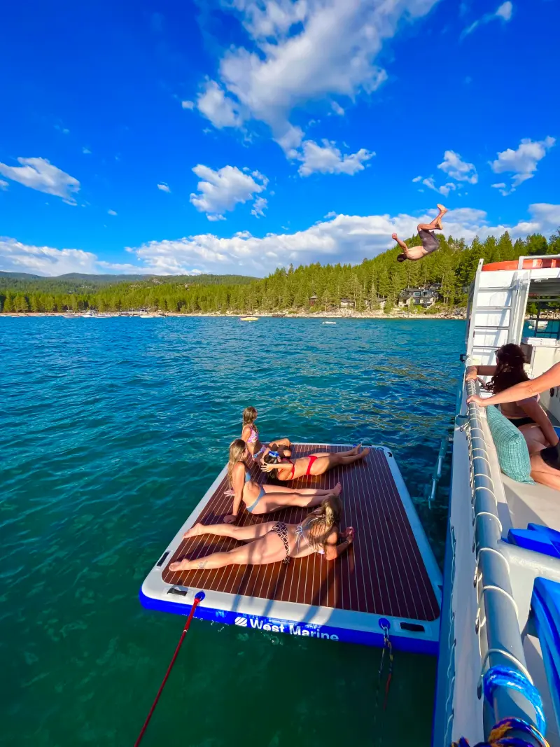 People having fun on Lake Tahoe party boat rental by Lake Tahoe Boat Rides