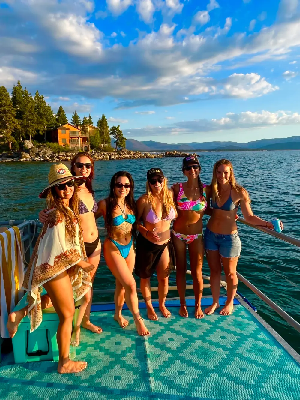 Group of women on Lake Tahoe party boat rental by Lake Tahoe Boat Rides